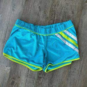 2011 Adidas Light Blue, White, Lime Green Athletic Gym Mesh Shorts - 3" Inseam